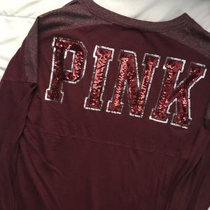 PINK Maroon Bling Longsleeve